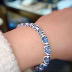Nextnecklace Stunning Oval Cut Aquamarine Sapphire Bracelet
